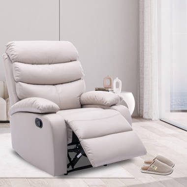 White faux best sale leather recliner chair